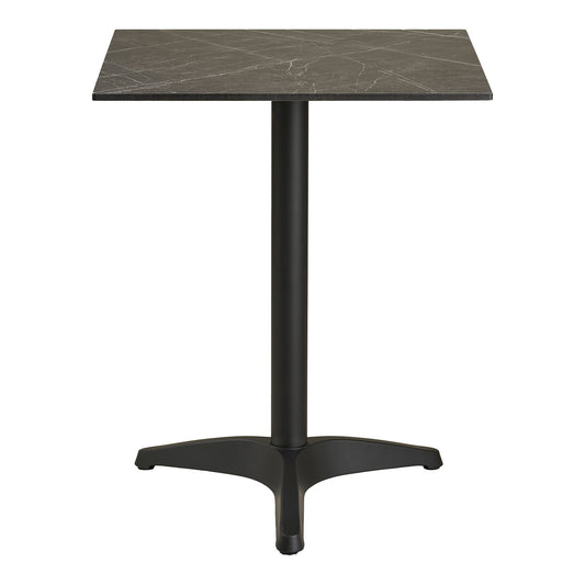 Mesa Bistrô com Tampo Efeito Mármore Cinzento-Escuro e Pés em Alumínio — 60 × 60 × 73 cm