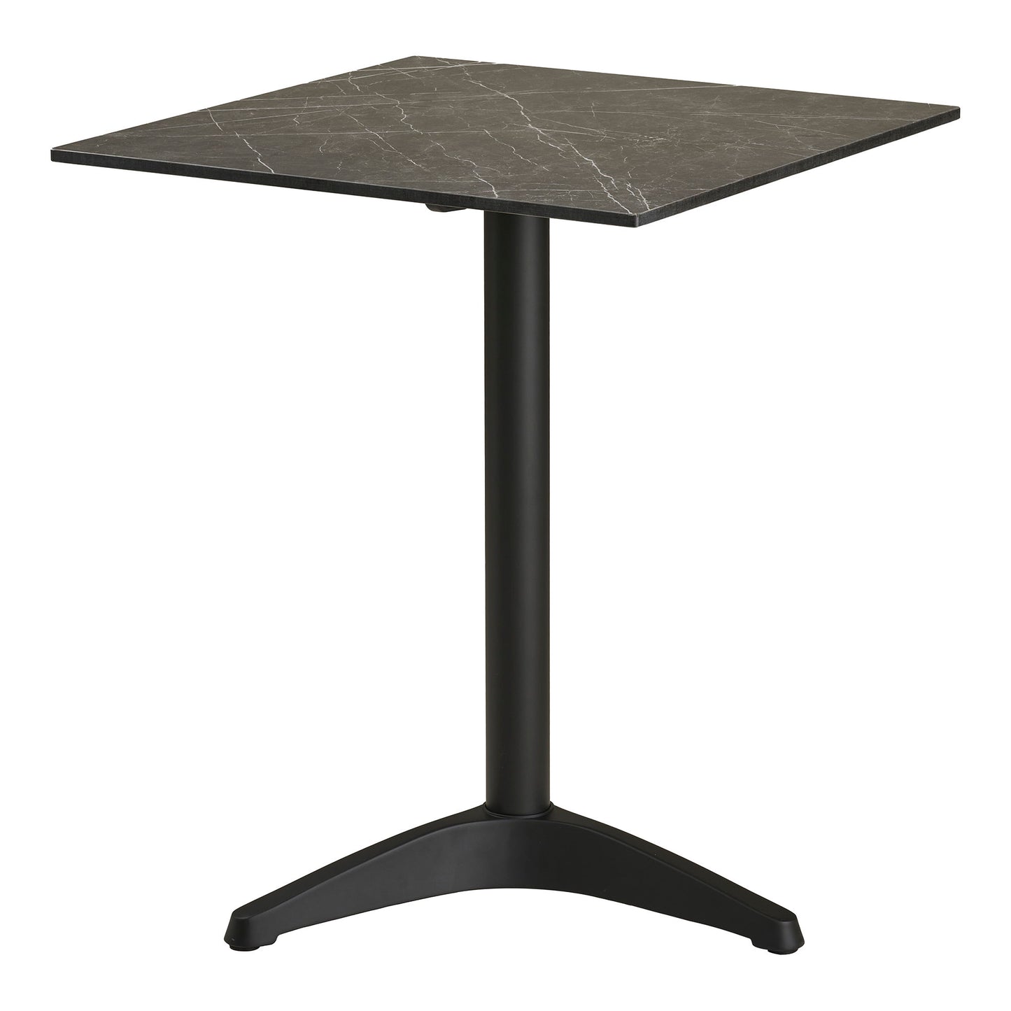 Mesa Bistrô com Tampo Efeito Mármore Cinzento-Escuro e Pés em Alumínio — 60 × 60 × 73 cm