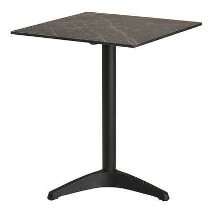 Mesa Bistrô com Tampo Efeito Mármore Cinzento-Escuro e Pés em Alumínio — 60 × 60 × 73 cm