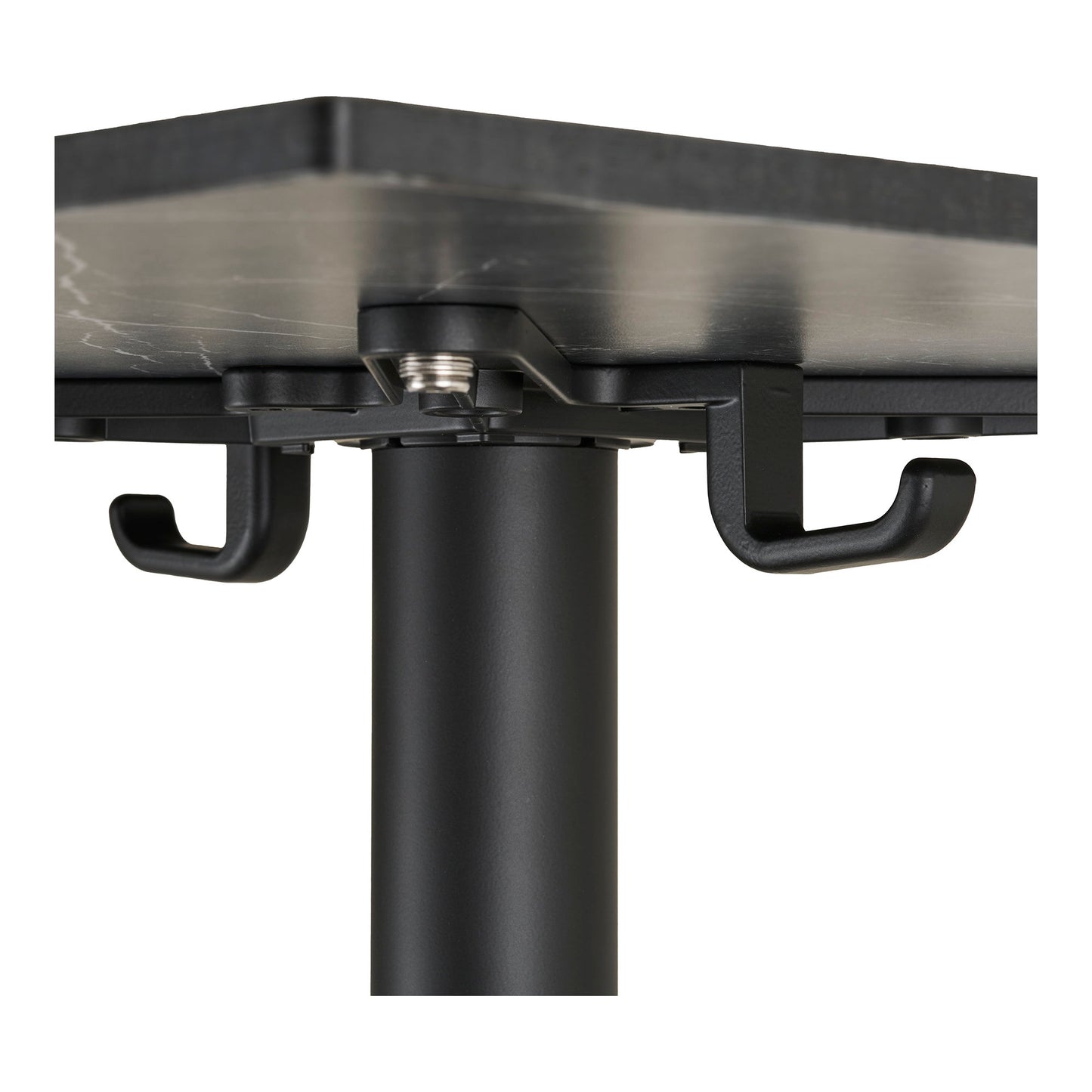 Mesa Bistrô com Tampo Efeito Mármore Cinzento-Escuro e Pés em Alumínio — 60 × 60 × 73 cm