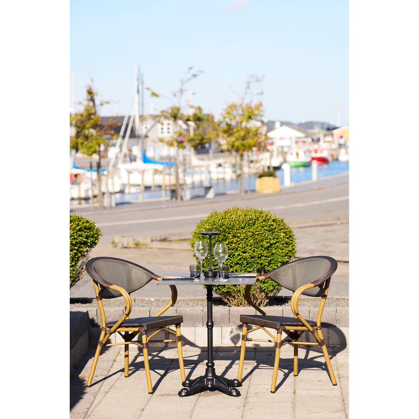 Bistro Table with Dark Grey Marble Effect Top — 60 × 60 × 73 cm