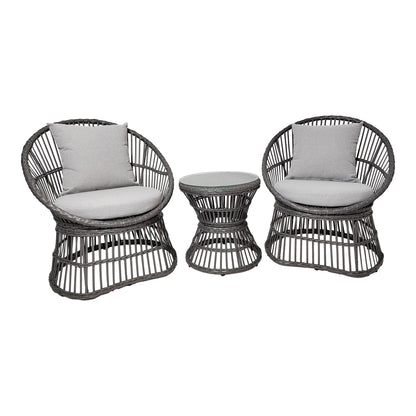 Conjunto Lounge Natal em Rattan Cinzento com Almofadas