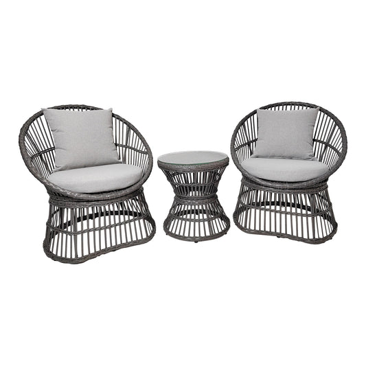 Conjunto Lounge Natal em Rattan Cinzento com Almofadas