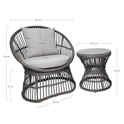 Conjunto Lounge Natal em Rattan Cinzento com Almofadas