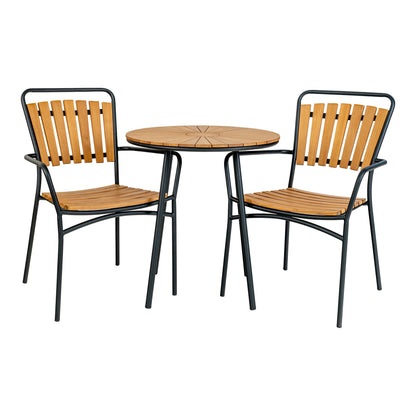 Cleveland Bistro Table with Solid Teak Top — Ø 70 × 74 cm
