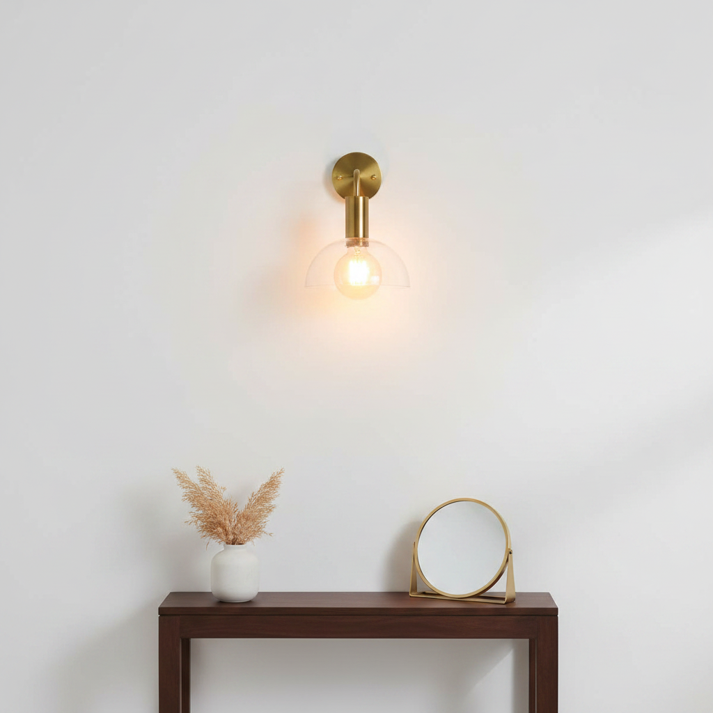 Candeeiro de Parede Dourado com Cristal — Moderno