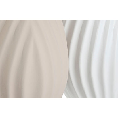Vase Home ESPRIT White Beige Stoneware Traditional style 24 x 24 x 41 cm (2 Units)-1