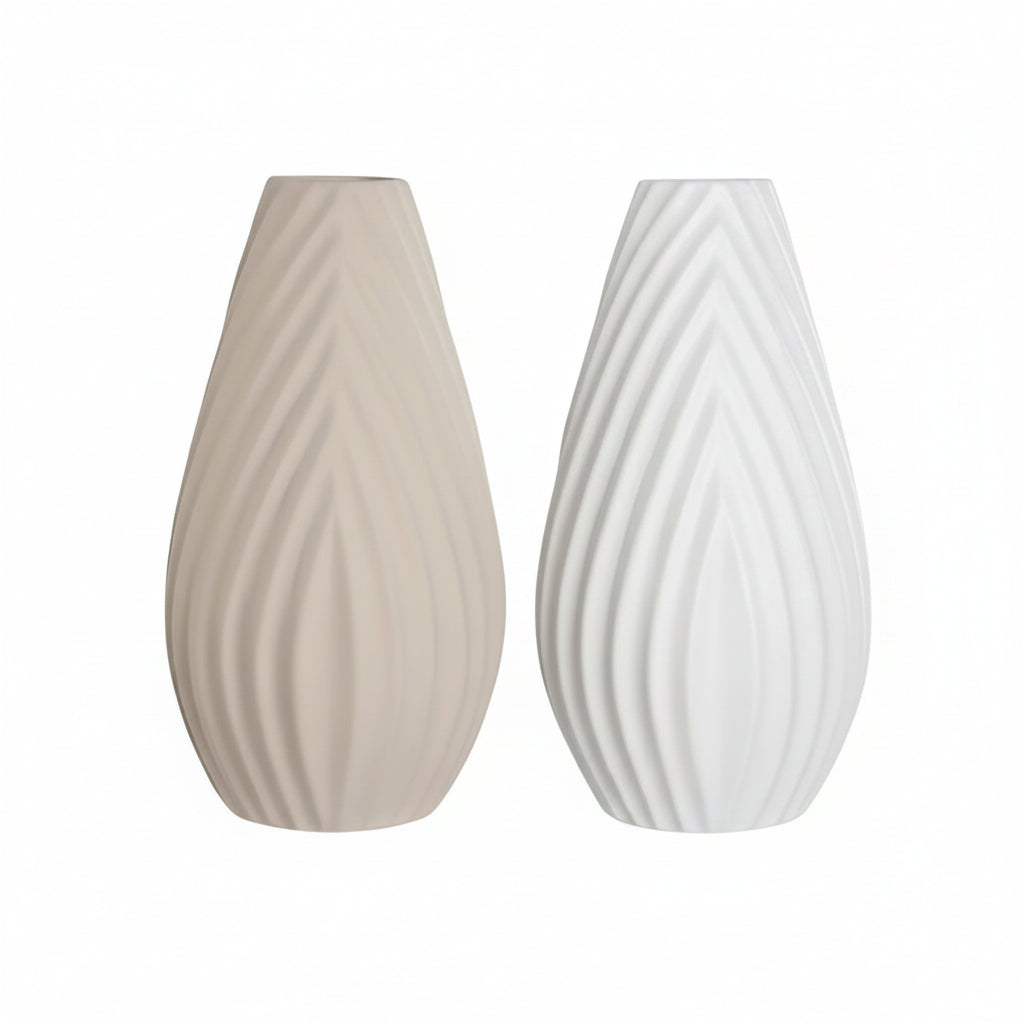 Vase Home ESPRIT White Beige Stoneware Traditional style 24 x 24 x 41 cm (2 Units)-0
