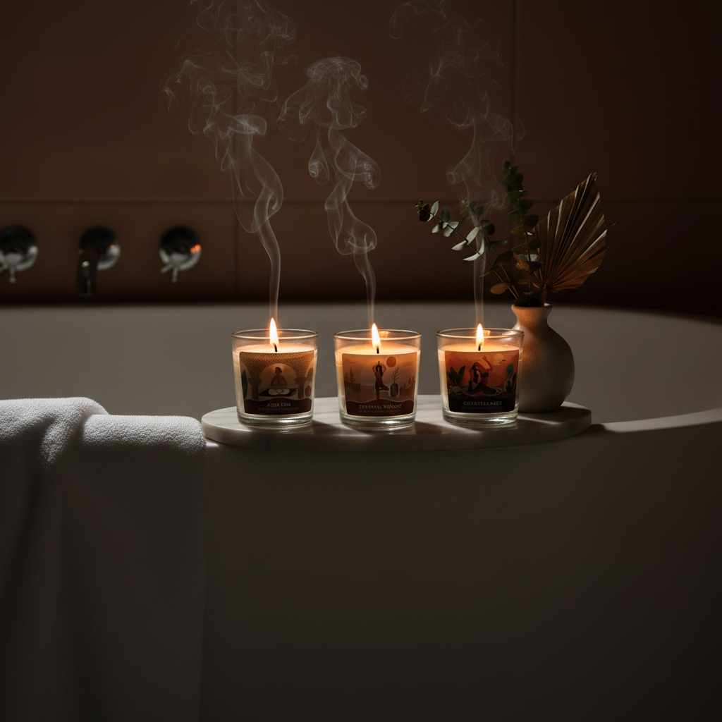 Trio de Velas Aromáticas Boho — Zen, Woods & Sage