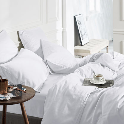 Bamboo Viscose Duvet Cover, White — 200 × 200/220 cm