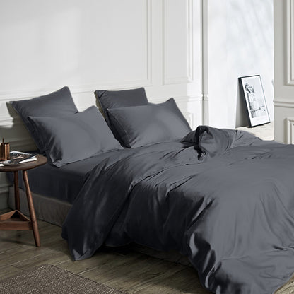 Bamboo Viscose Duvet Cover, Anthracite — 240 × 200/220 cm