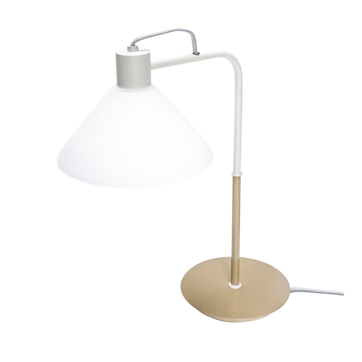 Candeeiro de Mesa Spot em Vidro e Ferro, Caqui e Branco — 37 × 22 × 44 cm