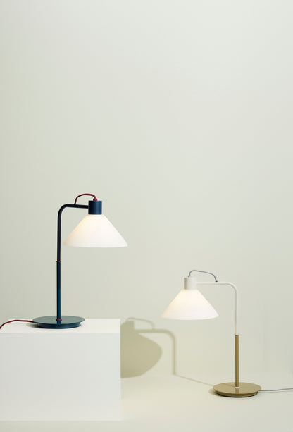 Candeeiro de Mesa Spot em Vidro e Ferro, Caqui e Branco — 37 × 22 × 44 cm