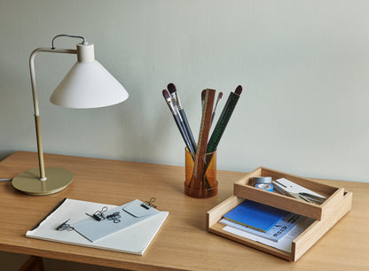 Candeeiro de Mesa Spot em Vidro e Ferro, Caqui e Branco — 37 × 22 × 44 cm