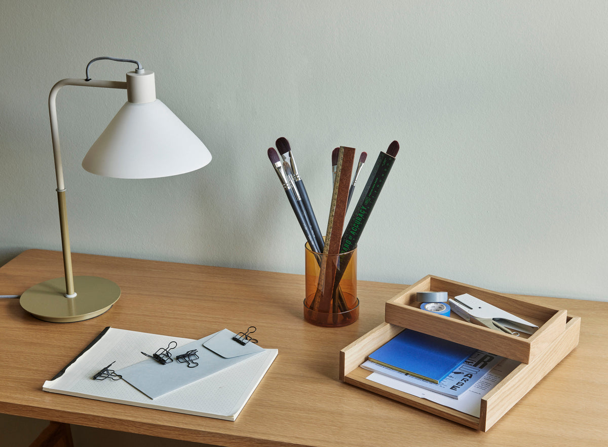 Candeeiro de Mesa Spot em Vidro e Ferro, Caqui e Branco — 37 × 22 × 44 cm