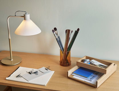 Candeeiro de Mesa Spot em Vidro e Ferro, Caqui e Branco — 37 × 22 × 44 cm