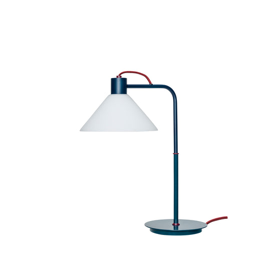 Candeeiro de Mesa Spot em Vidro e Ferro, Azul e Petróleo — 37 × 22 × 44 cm