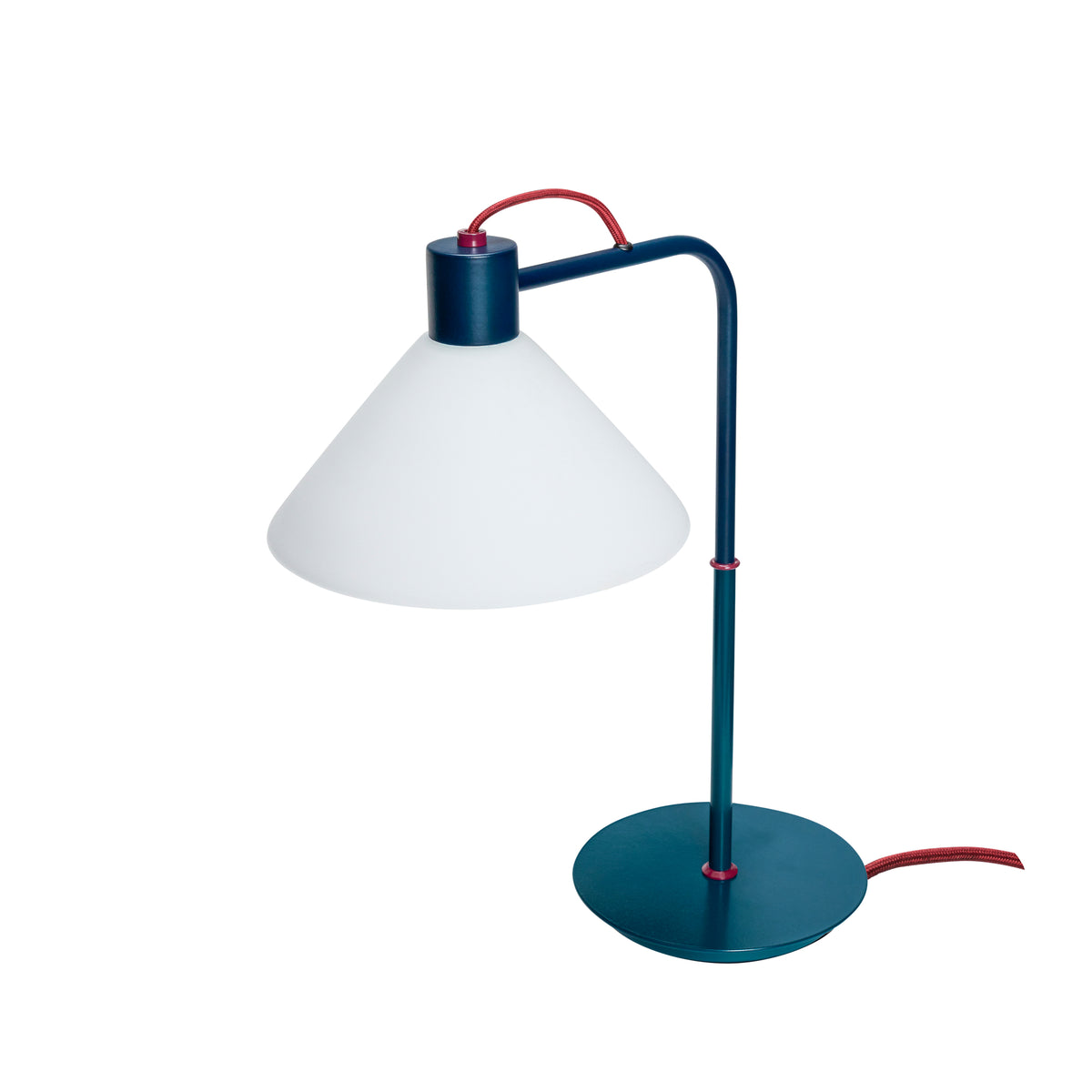 Lámpara de Mesa Spot de Cristal y Hierro, Azul y Petróleo — 37 × 22 × 44 cm