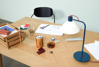 Lámpara de Mesa Spot de Cristal y Hierro, Azul y Petróleo — 37 × 22 × 44 cm