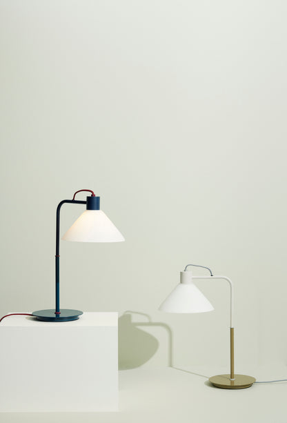Lámpara de Mesa Spot de Cristal y Hierro, Azul y Petróleo — 37 × 22 × 44 cm