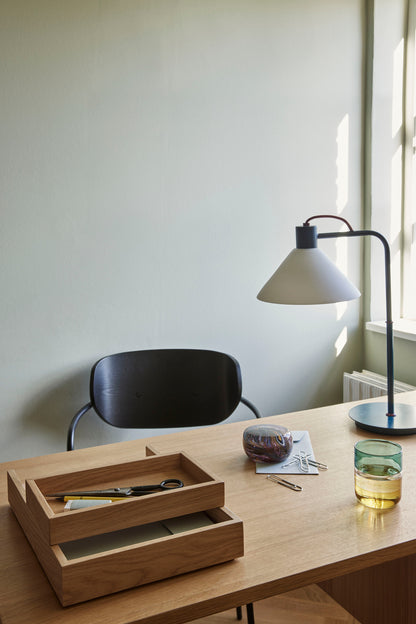 Lámpara de Mesa Spot de Cristal y Hierro, Azul y Petróleo — 37 × 22 × 44 cm
