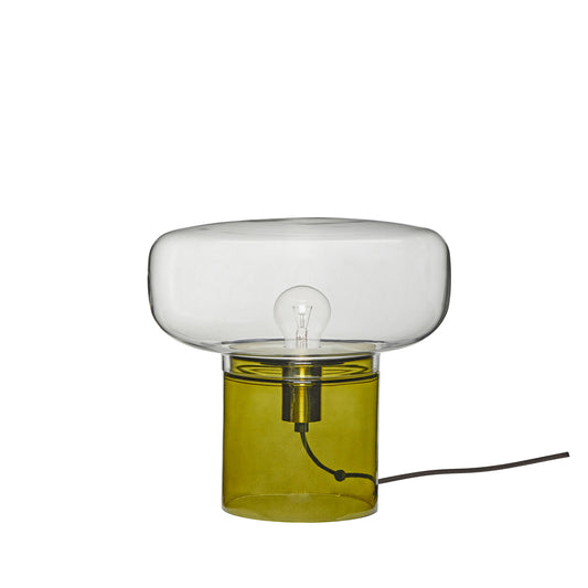 Candeeiro de Mesa Crave em Vidro Soprado à Boca, Verde-Azeitona e Transparente — Ø 33 × 30 cm