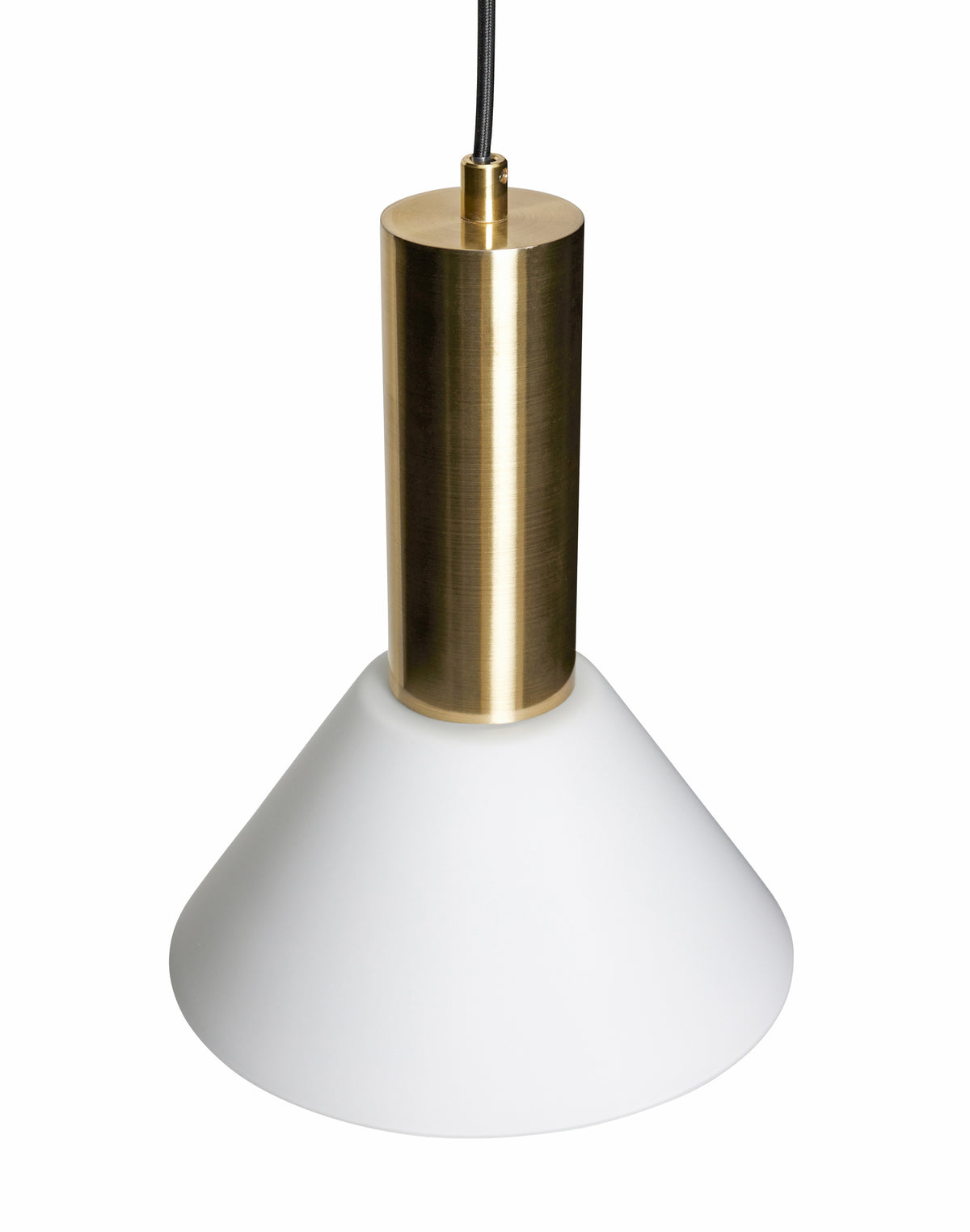 Candeeiro Suspenso Contrast em Vidro Branco e Latão — Ø 25 × 28 cm