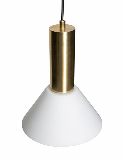 Candeeiro Suspenso Contrast em Vidro Branco e Latão — Ø 25 × 28 cm