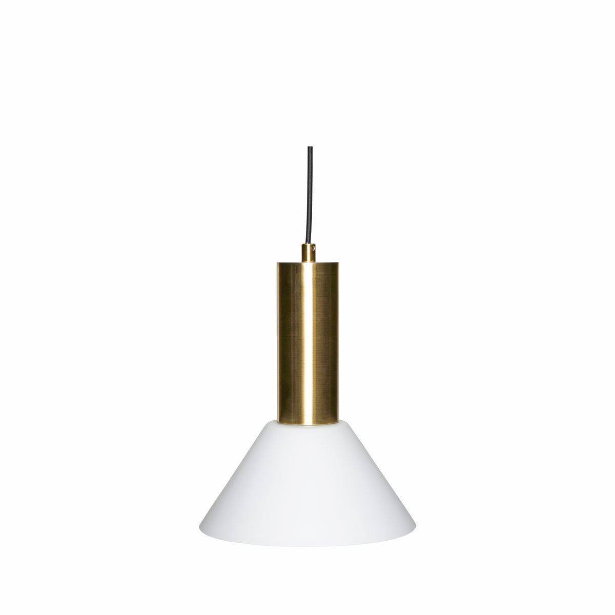 Candeeiro Suspenso Contrast em Vidro Branco e Latão — Ø 25 × 28 cm