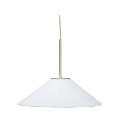 Candeeiro Suspenso Solid em Vidro Opalino Estriado, Branco e Areia — Ø 44 × 34 cm