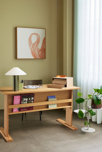 Candeeiro de Mesa Orbit em Vidro Opalino e Ferro, Verde Escuro — Ø 35 × 40 cm