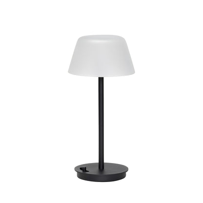 Lámpara Portátil Salon en Cristal Esmerilado y Hierro, Negro — Ø 15 × 31 cm