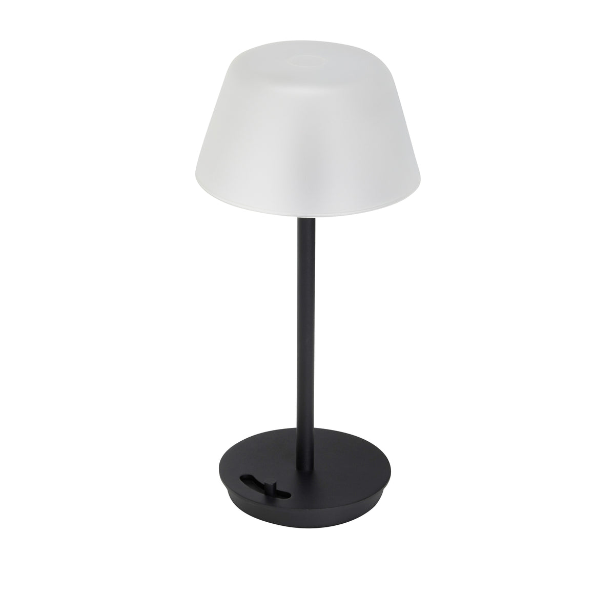 Lámpara Portátil Salon en Cristal Esmerilado y Hierro, Negro — Ø 15 × 31 cm