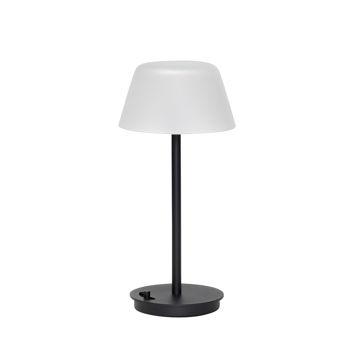 Lámpara Portátil Salon en Cristal Esmerilado y Hierro, Negro — Ø 15 × 31 cm