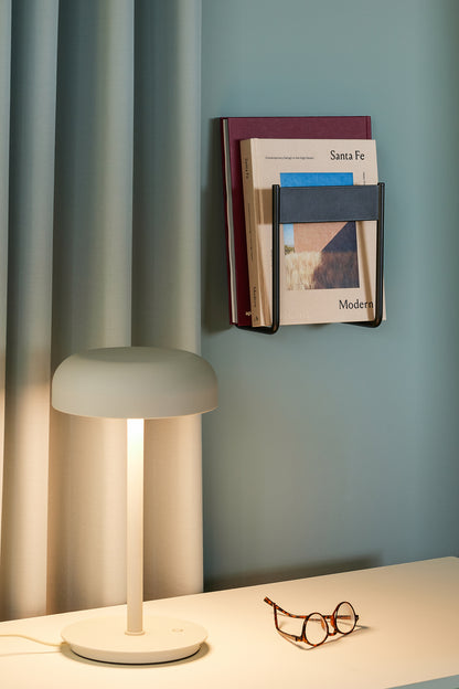 Velo Table Lamp in Iron and Polycarbonate with Dimmable LED, Sand — Ø 20 × 37 cm