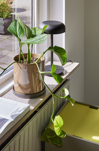 Candeeiro de Mesa Velo em Ferro e Policarbonato com LED Regulável, Preto — Ø 20 × 37 cm