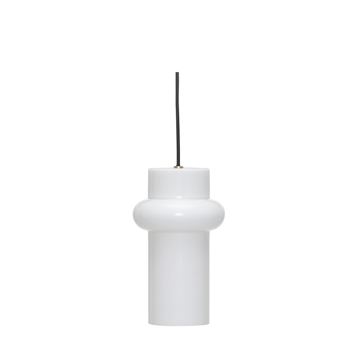 Candeeiro Suspenso Pilule Up, Branco Brilhante em Vidro Opalino Soprado à Boca — Ø 15 × 25 cm