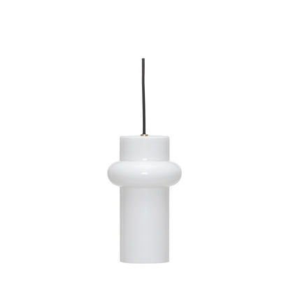 Candeeiro Suspenso Pilule Up, Branco Brilhante em Vidro Opalino Soprado à Boca — Ø 15 × 25 cm