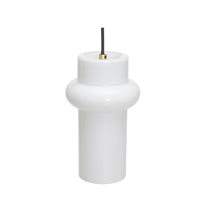 Candeeiro Suspenso Pilule Up, Branco Brilhante em Vidro Opalino Soprado à Boca — Ø 15 × 25 cm