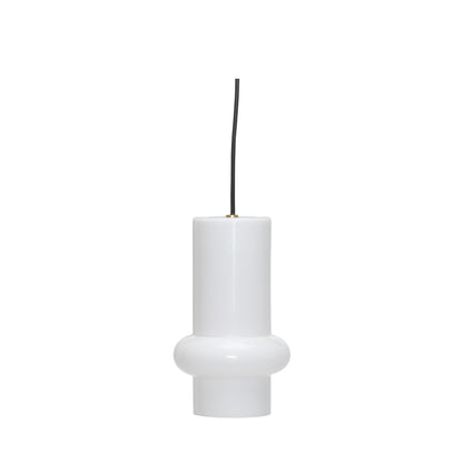 Pilule Down Pendant Light, Bright White Mouth-Blown Opal Glass — Ø 15 × 25 cm