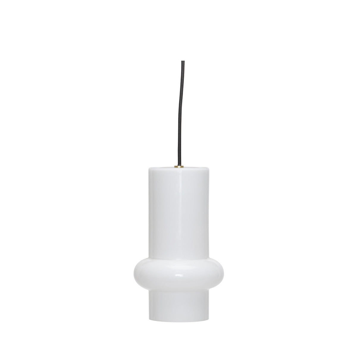 Pilule Down Pendant Light, Bright White Mouth-Blown Opal Glass — Ø 15 × 25 cm