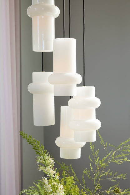 Pilule Down Pendant Light, Bright White Mouth-Blown Opal Glass — Ø 15 × 25 cm
