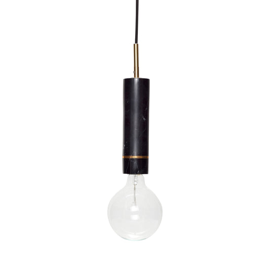 Elegant Hanging Lamp in Black Marble and Brass — Ø 6 × 29 cm