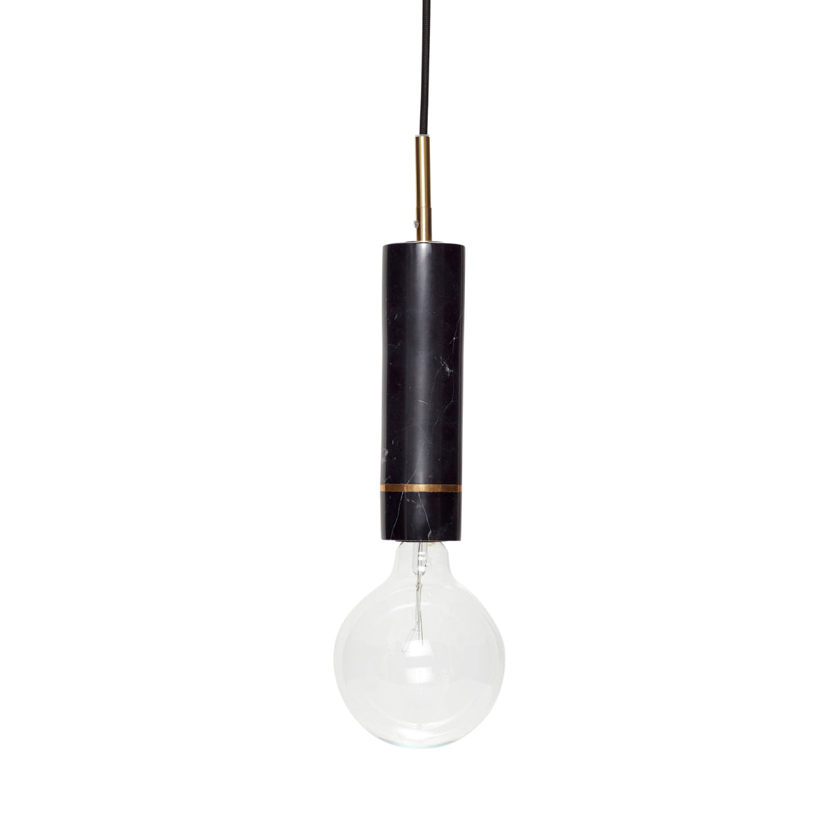 Lámpara Colgante Elegant de Mármol Negro y Latón — Ø 6 × 29 cm