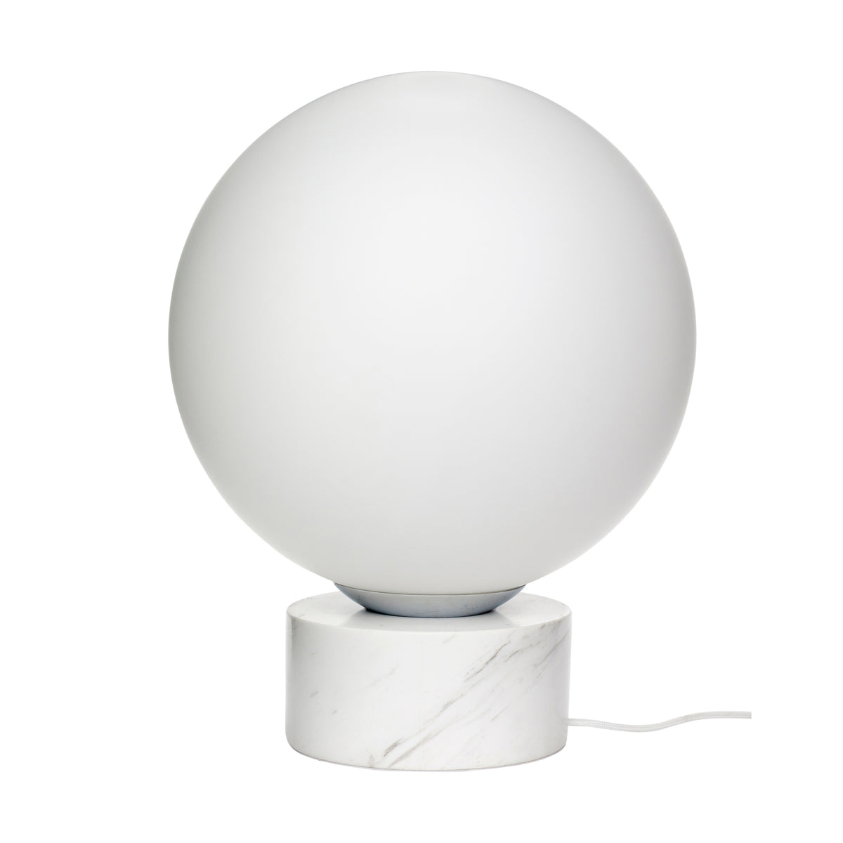 Frosted Glass and White Marble Spherical Table Lamp — Ø 40 × 50 cm