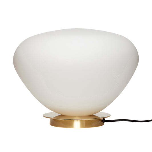 Candeeiro de Mesa Bean em Vidro Fumado Branco e Latão — Ø 39 × 28 cm