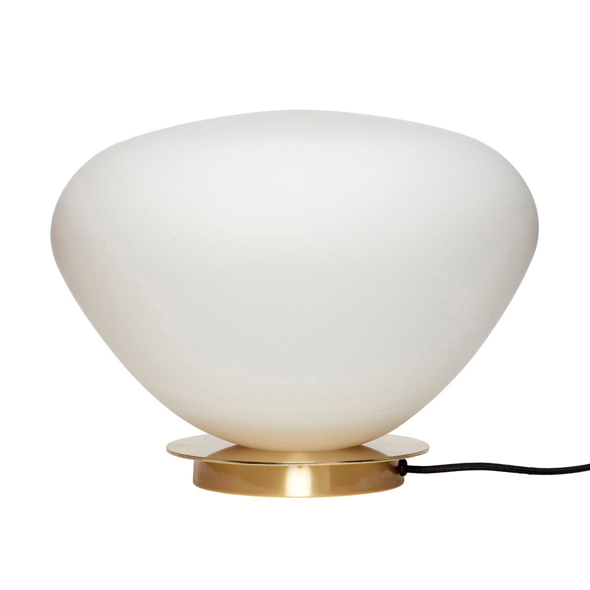 Candeeiro de Mesa Bean em Vidro Fumado Branco e Latão — Ø 39 × 28 cm