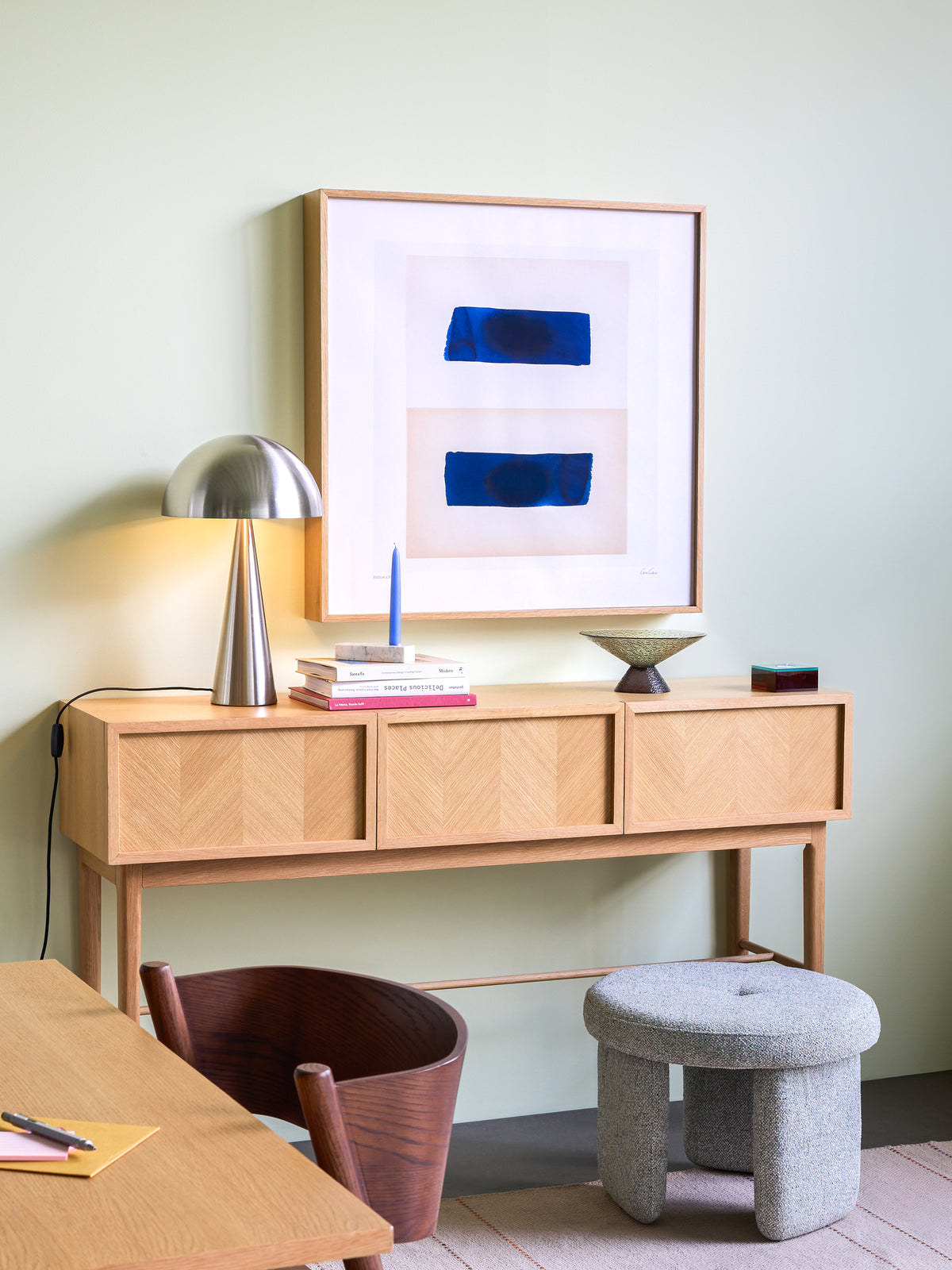 Mush Tall Table Lamp in Iron, Nickel — Ø 30 × 50 cm