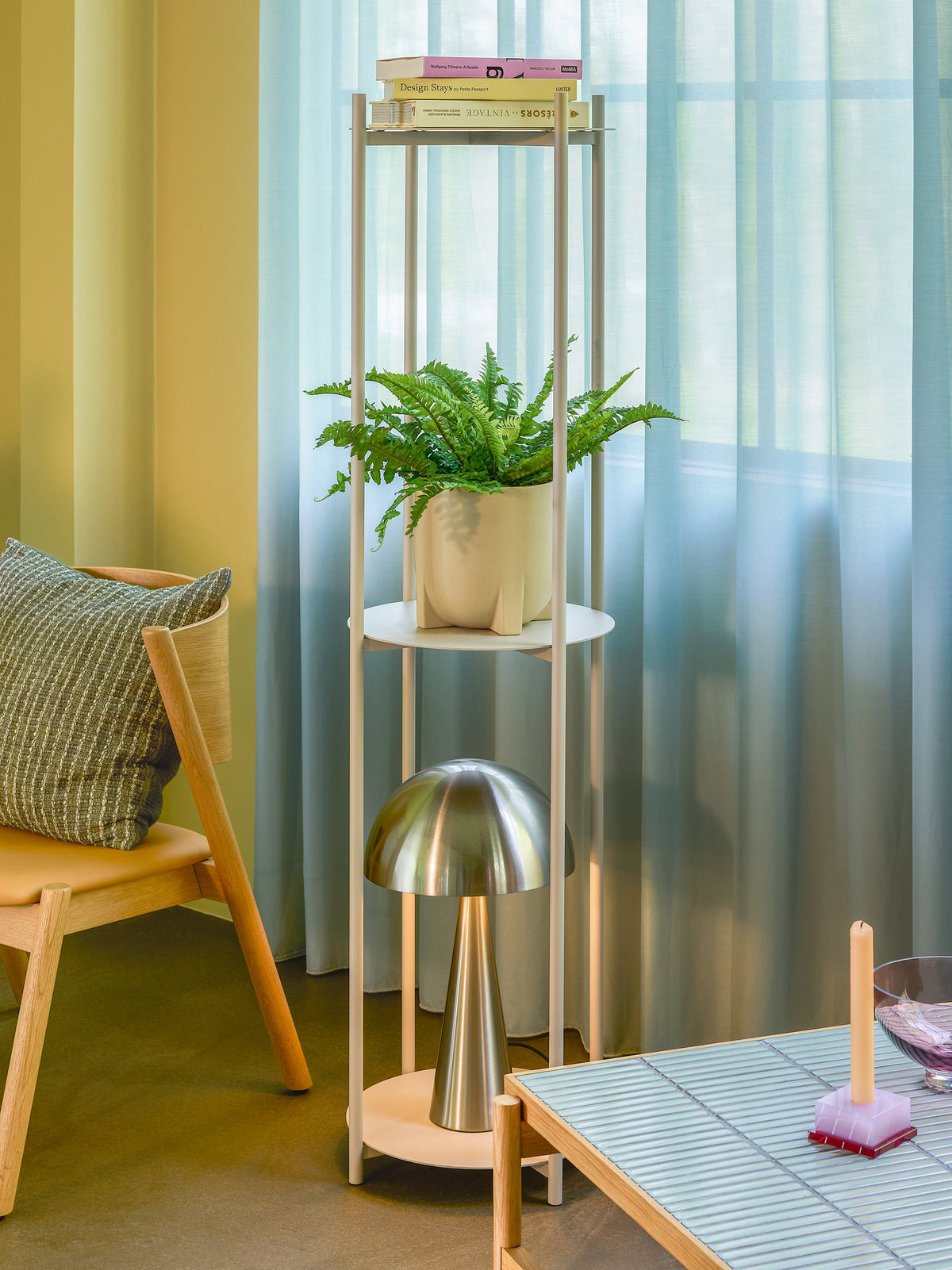 Mush Tall Table Lamp in Iron, Nickel — Ø 30 × 50 cm
