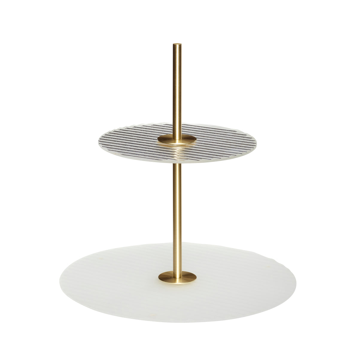Suporte de Dois Andares Ripple em Vidro e Latão — Ø 30 × 31 cm